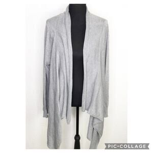 Michael Simon Studio gray silver metallic open front cardigan size Large